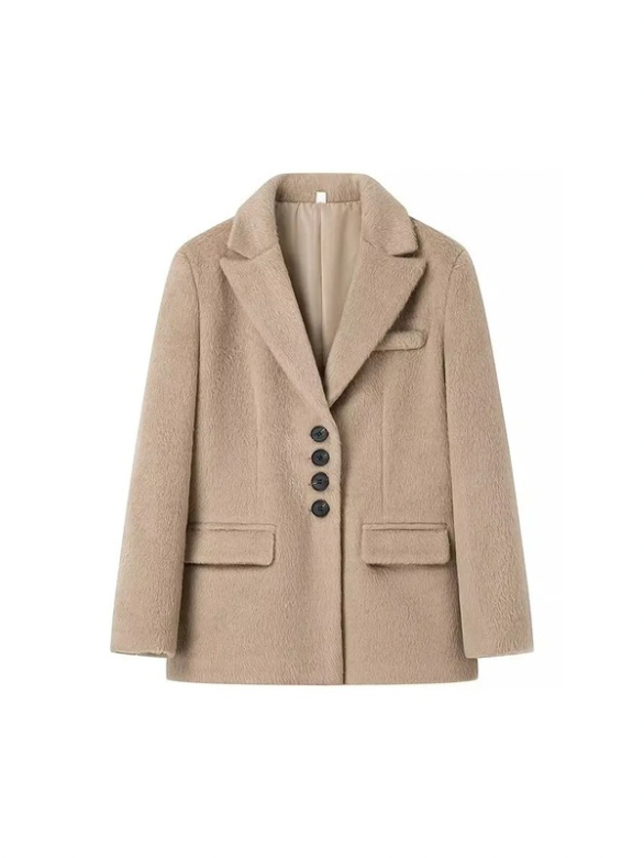 Elegant Charcoal Wool-Blend Blazer
