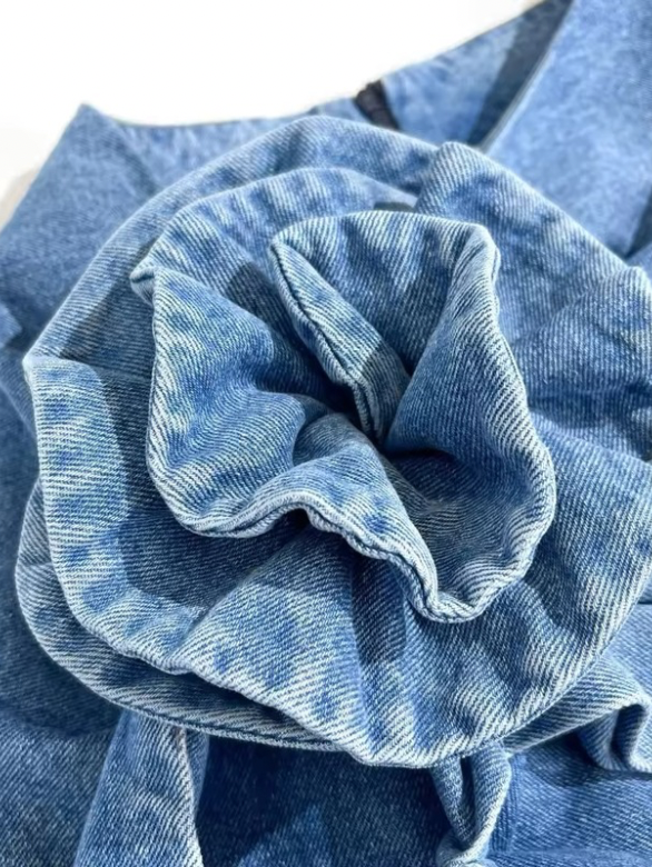 Denim Drape Tie-Waist Skirt