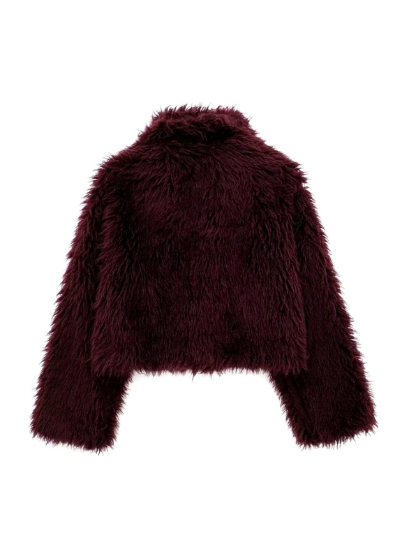 Victoria Burgunderrote Kunstpelzjacke