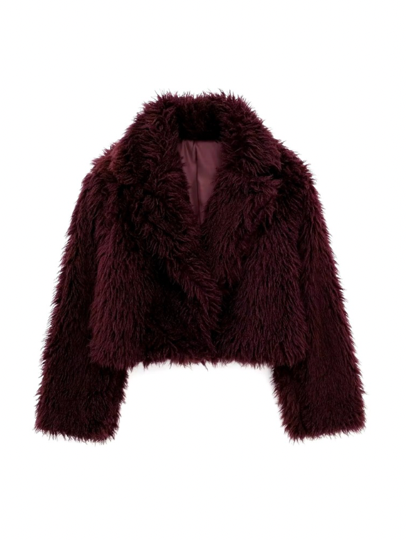 Victoria Burgunderrote Kunstpelzjacke