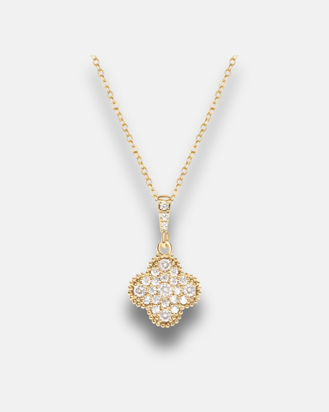 Quatrefoil Edelstein Charm Halskette
