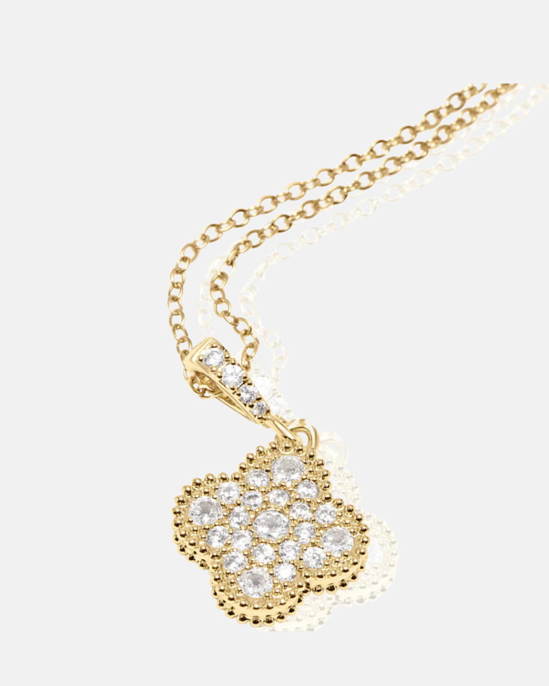 Quatrefoil Edelstein Charm Halskette