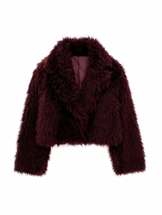Victoria Burgunderrote Kunstpelzjacke
