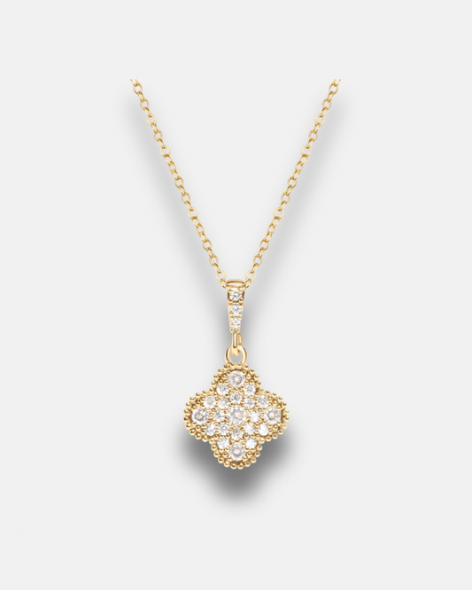 Quatrefoil Edelstein Charm Halskette