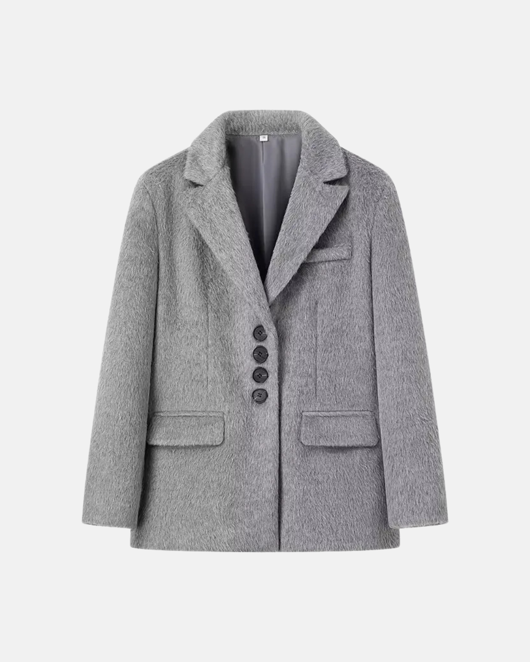 Elegant Charcoal Wool-Blend Blazer